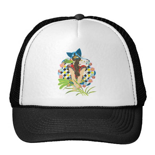 ポニーテールと猫耳カラフル（Cat ears and ponytail colorful） メッシュキャップ