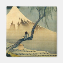 富士と少年, 北斎 der Fujisan und Junge, Hokusai, Ukiyo-e Kühlschrankmagnet