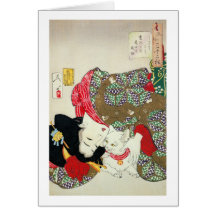 猫が好き, 芳年 I Liebe-Katzen, Yoshitoshi, Ukiyo-e Grußkarten