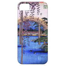 藤と太鼓橋, 広重 Glyzinien und gewölbte Brücke, Hiroshige iPhone 5 Etuis