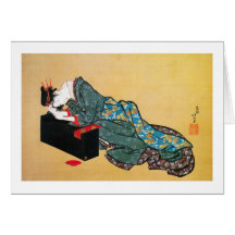 酔った女, 北斎 betrunkene Frau, Hokusai Karten