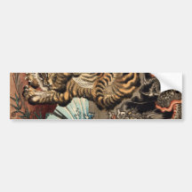 龍虎, 国芳 Tiger u. Drache, Kuniyoshi, Ukiyo-e Autosticker