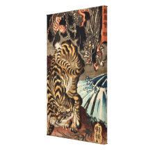 龍虎, 国芳 Tiger u. Drache, Kuniyoshi, Ukiyo-e Leinwanddruck