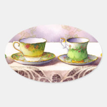 0001 Teacups auf Spitze-Aufklebern