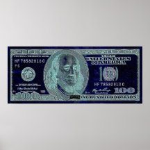 100 Dollar 2, Kunst-Unterzeichnung BW Posterdrucke