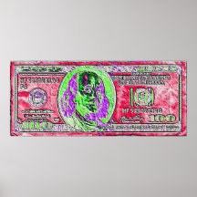 100 Dollar 3, Kunst-Unterzeichnung Poster