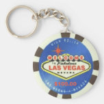 $100 Dollar-Poker-Chip blaues Las Vegas Keychain Schlüsselbänder