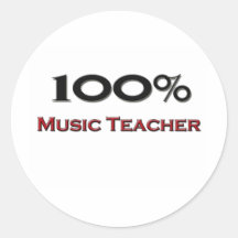 100 Prozent-Musik-Lehrer Runde Aufkleber