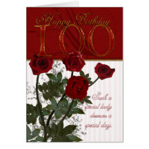 100th Geburtstags-Karte mit Rosen