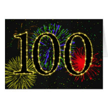 100th Geburtstagskarte mit Feuerwerken