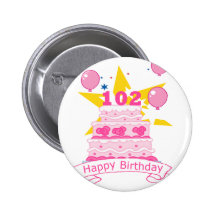 102 Jährig-Geburtstags-Kuchen Anstecknadelbutton