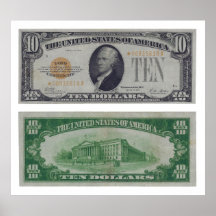 10 Dollar-Staat-Goldzertifikat Plakat