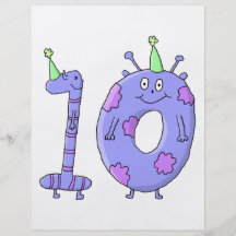 10. Geburtstags-Party-Cartoon-Geschöpfe Individuelle Flyer