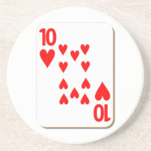 10 of Hearts Playing Card Drink Coasters