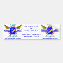 11TH ARMY AIR FORCE ARMY AIR CORPS STICKER BUMPER STICKERS