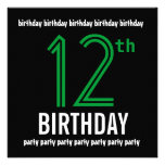 12. Geburtstag 12 Jahre moderne große Zahl-Schablo Ankündigungen