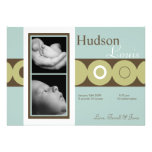 12x18 Baby-Jungen-Retro Kreis-Foto-Geburts-Mitteil Individuelle Ankündigungskarte