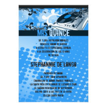 12x18 blaue DJ-Turntable Quinceanera Einladung