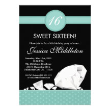 12x18 Diamant-Juwel-Bonbon 16 Geburtstags-Einladun