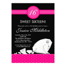 12x18 Diamant-Juwel-Bonbon 16 Geburtstags-Einladun