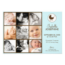 12x18 Foto-Collagen-blaues Baby-Geburts-Mitteilung Ankündigungen