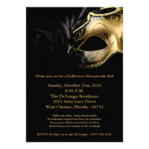 12x18 Halloween-Maskerade-Ball-Masken-Einladung