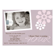 12x18 lila Blumen-Foto-Geburtstags-Party Einladung