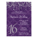 12x18 lila Diamant-Bonbon 16 Geburtstags-Einladung