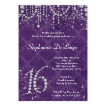 12x18 lila Diamant-Bonbon 16 Geburtstags-Einladung