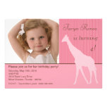 12x18 rosa Giraffen-Foto-Geburtstags-Party Einladu