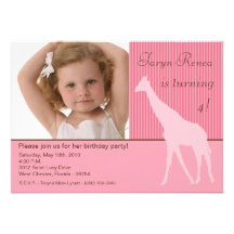 12x18 rosa Giraffen-Foto-Geburtstags-Party Einladu
