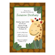 12x18 Sansibar-GIRAFFE Dschungel-Baby-Dusche Individuelle Einladungskarten