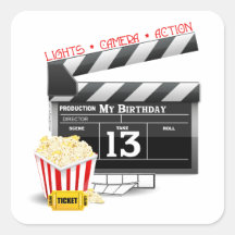 13. Geburtstags-Film-Party Quadratsticker