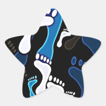 140 GROOVY BLAUE SCHWARZ-WEISSE SCHRITT-MUSTER-RÜC STERN AUFKLEBER