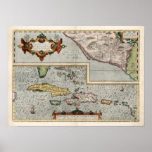 1579 Karten-karibische Inseln Plakatdruck