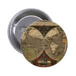 1595 Vintage Weltkarte durch Jodocus Hondius Anstecknadelbuttons
