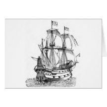 15th_century_galleon grußkarte