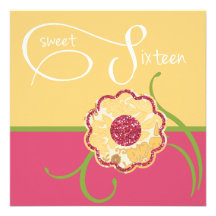 16. Geburtstag-Blumen-Einladung