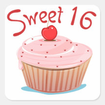 16. Geburtstags-kleiner Kuchen des Bonbon-16 Aufkleber