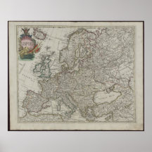 1745 Russe-Hochschulkarte von Europa Plakatdrucke