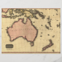 1818 Australasien-Karte - Australien, Neuseeland Bedruckte Flyer