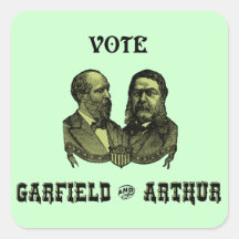 1880 Abstimmung Garfield und Arthur, grün Quadrataufkleber