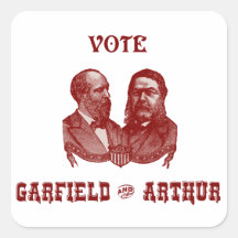 1880 Abstimmung Garfield und Arthur, rot Quadrataufkleber