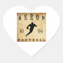 1894 Akron Ohio Football Heart Stickers