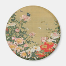1. 芍薬群蝶図, 若冲 Blume und Schmetterling, Jakuchu Kühlschrankmagnete