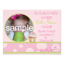 1. Geburtstags-Kuchen-Einladung - pink&green