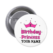 1. Geburtstags-Prinzessin!  mit rosa Krone Button