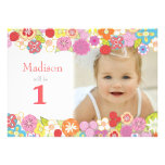 1st Birthday Garden Party Flowers Photo Invitation einladungen