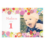 1st Birthday Garden Party Flowers Photo Invitation einladungen