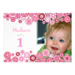 1st Birthday Pink Party Invitation Photo Card einladungen